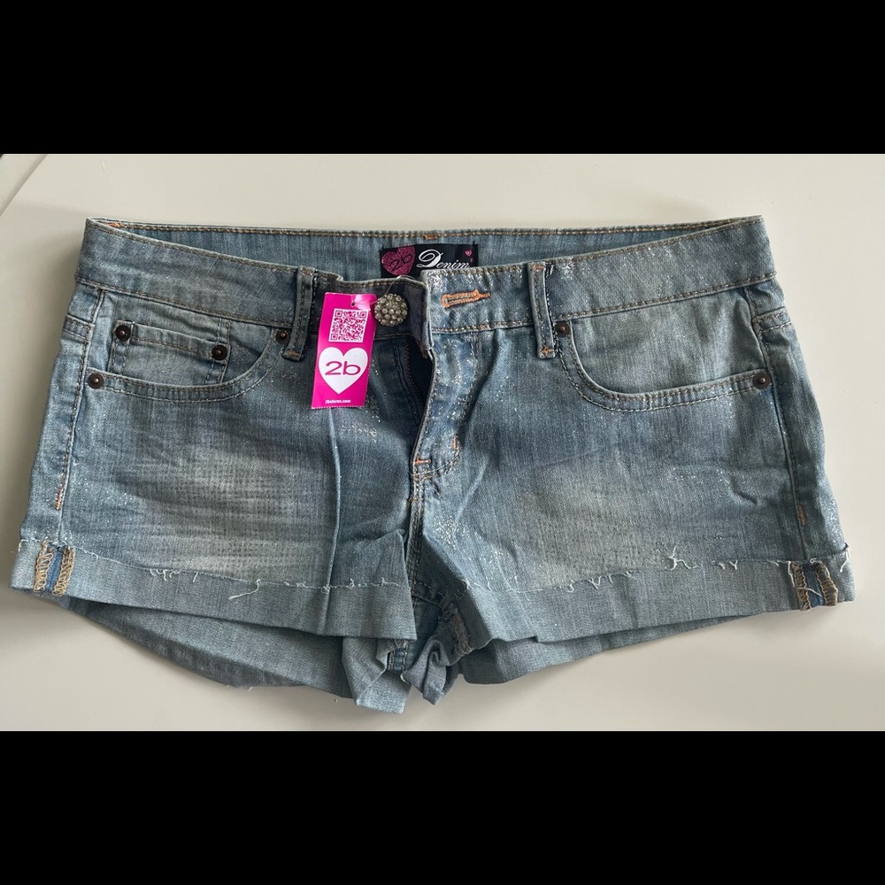 Glittery jean shorts